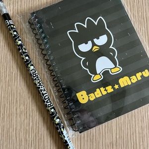Vintage 2011 Sanrio Original Badge Maru Spiral notebook and pencil.